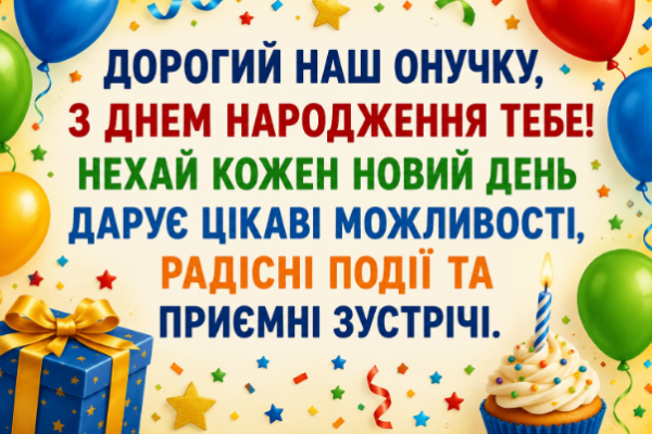 Привітання з днем народження онуку картинка