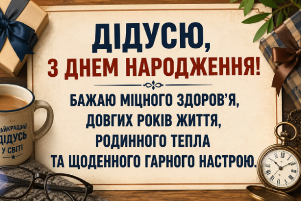 Привітання з днем народження дідусю листівка